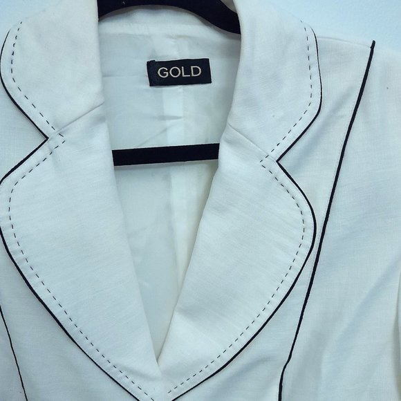 Black and White Graphic Linen Blazer Size 12 US - Picture 5 of 15